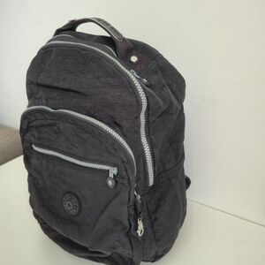 Kipling Seoul Large Laptop Backpack Black Crinkled Nylon